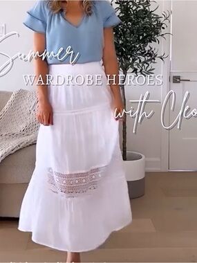 White Maxi Lace-Panel Skirt